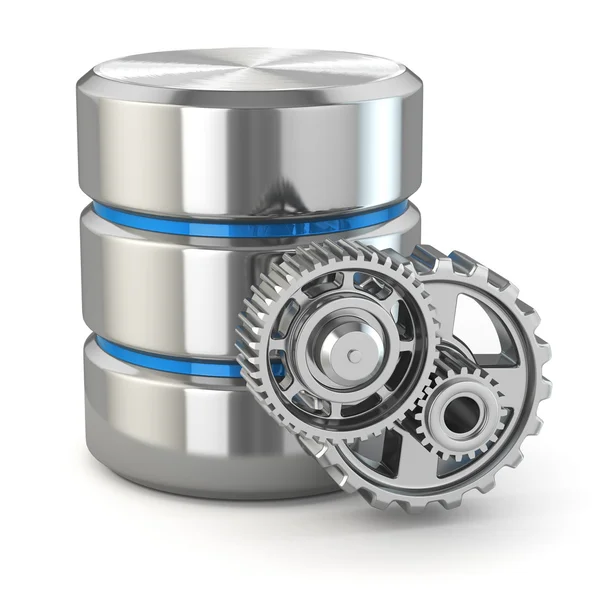 Storage administration concept. Database symbol and gears. — Stock Photo, Image