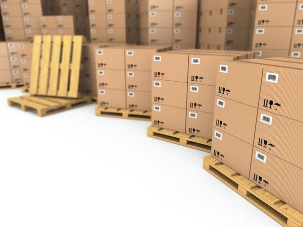 Storage. Cardboard boxes on pallet. — Stock Photo, Image