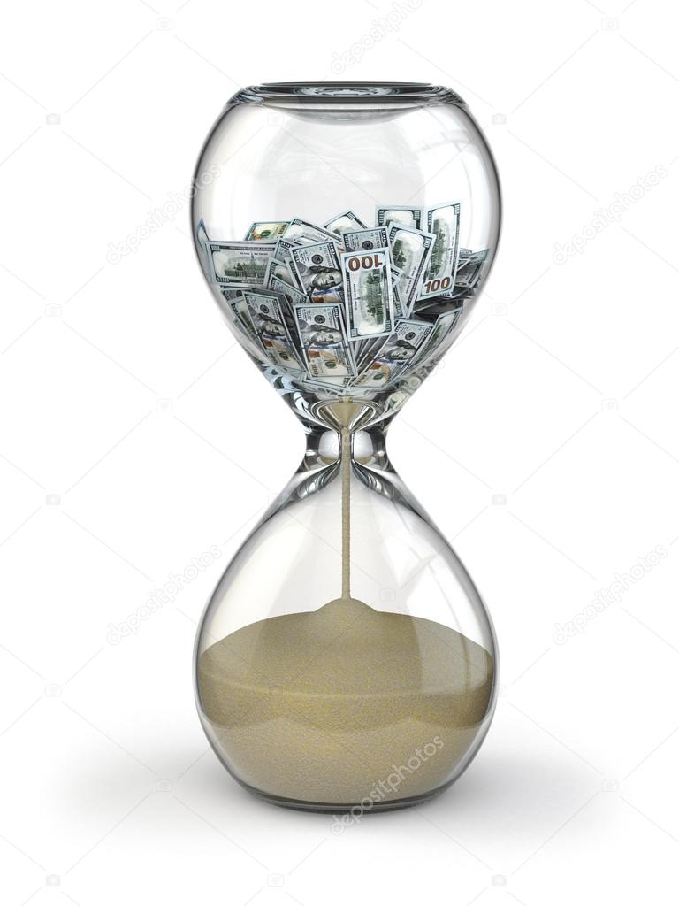 Time is money. Inflation. Hourglass and dollar.