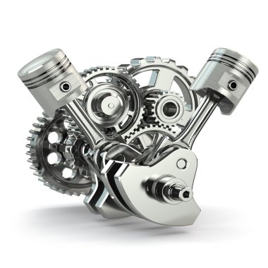 Engine concept. Gears and pistons. clipart