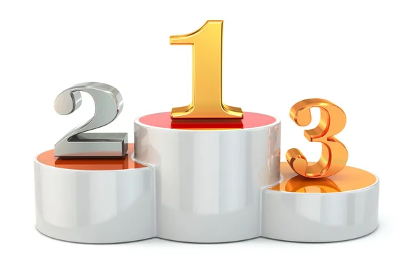 Podium with numbers of places on white isolated background. — Stock Photo, Image
