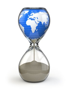 hourglass yeryüzünde. Dünya imha kavramsal görüntü.