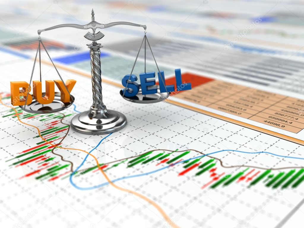 Stock market concept. Scale on financial graph.