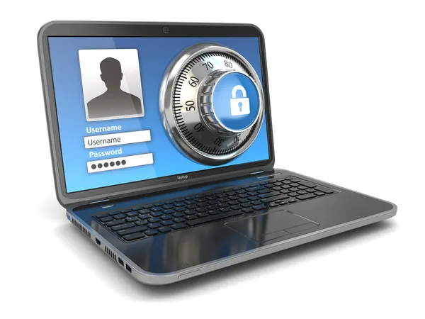 Internetsicherheit. Laptop und Safe. — Stockfoto