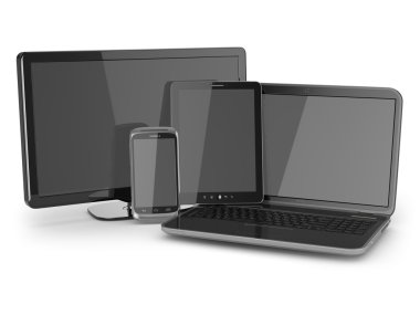 dizüstü bilgisayar, tablet pc, televizyon ve cep telefonu.