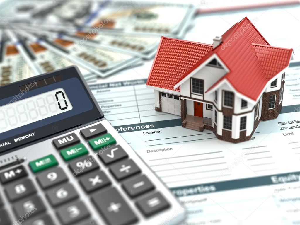 Mortgage calculator. House, noney and document. Stock Photo by maxxyustas 42678537