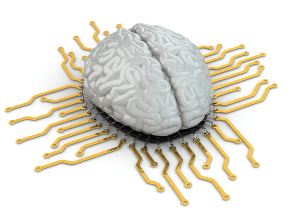 作为计算机芯片的人类大脑。cpu 的概念. — 图库照片