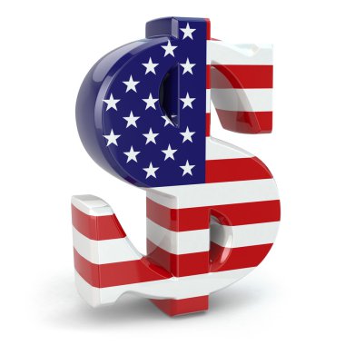 dolar döviz işareti ve ABD bayrağı.