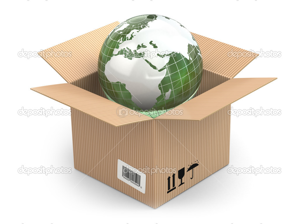 Earth in cardboard box