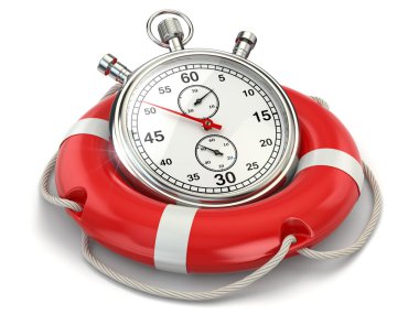 hızlı ilk yardım. Kronometre lifebuoy içinde. 3D