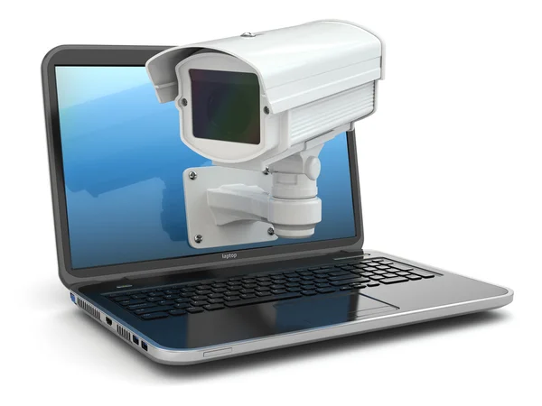 Seguridad en Internet. Ordenador portátil y CCTV —  Fotos de Stock