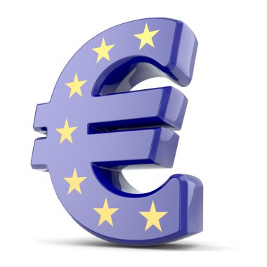 Euro para birimi işareti ve Avrupa Birliği bayrağı.
