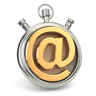 Kronometre ve e-posta simgesi. Online destek.