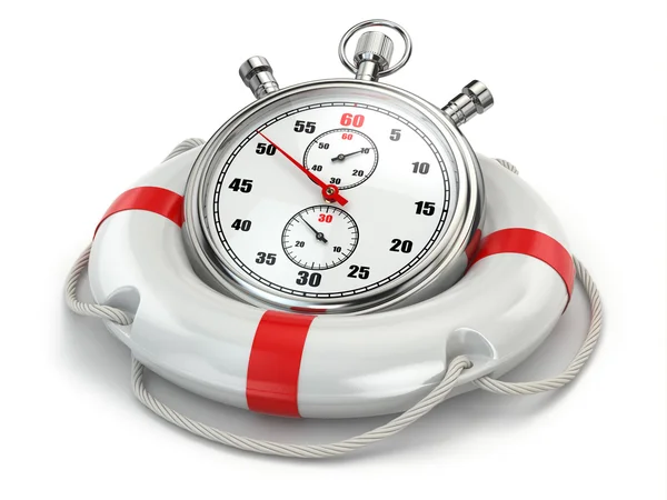 Fast first help. Stopwatch in lifebuoy — Stock Photo, Image