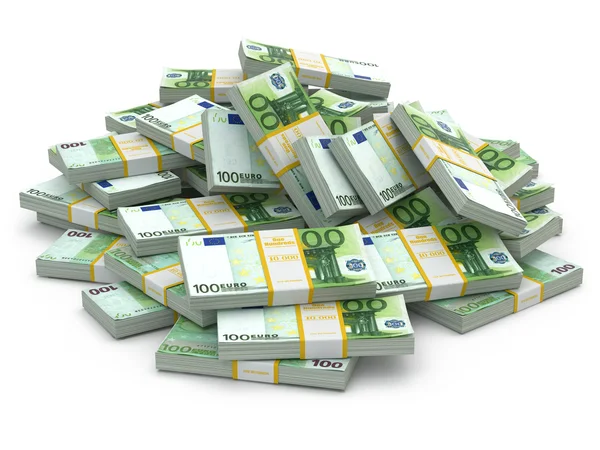 Heap of packs of euro. Lots of cash money. — Stock Photo, Image