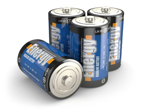 Vier Batterien auf weißem Hintergrund. — Stockfoto