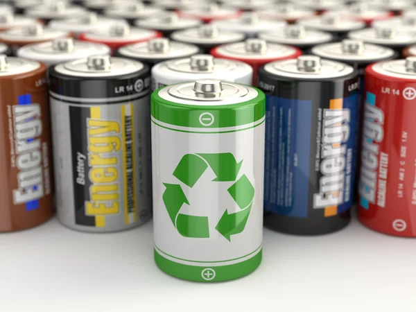 Concept de recyclage vert batterie. 3d — Photo