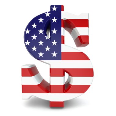 dolar döviz işareti ve ABD bayrağı.