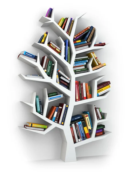 Tree of knowledge. Bookshelf on white background. — Stock Photo, Image