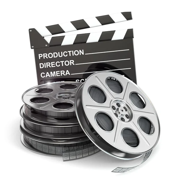 Filmkonzept. Filmrollen und Klappplatten — Stockfoto