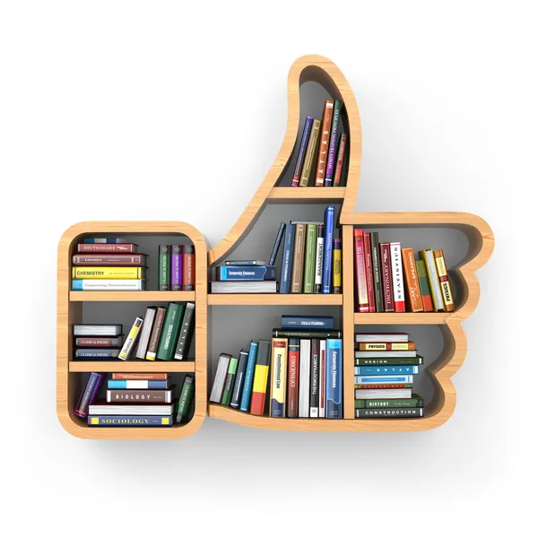 Konsep pendidikan. Bookshelf dengan buku sebagai simbol . Stok Lukisan  