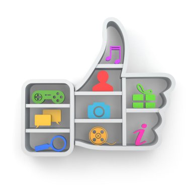 Like. Social media concept. Thumb up and apps icons. clipart
