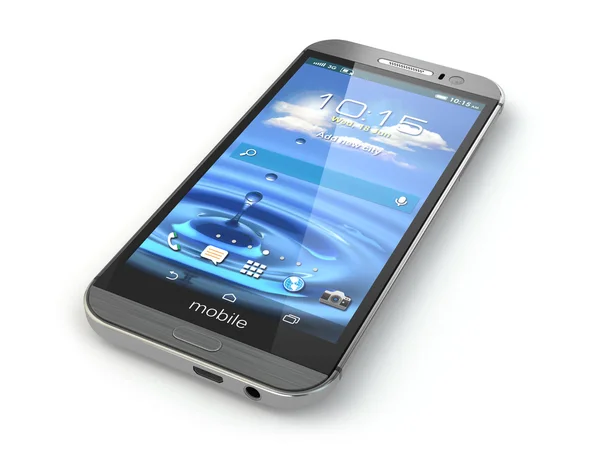 Smartphone, samostatný mobilní telefon na bílém pozadí. — Stock fotografie