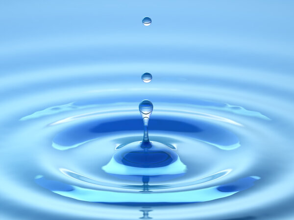 Water drop. Abstract blue background.
