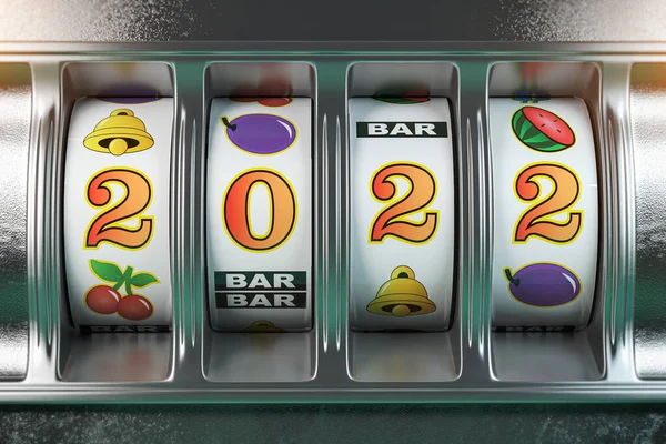 2022 Anul Nou Fericit Cazinou Slot Machine Numărul Jackpot 2022 — Fotografie, imagine de stoc