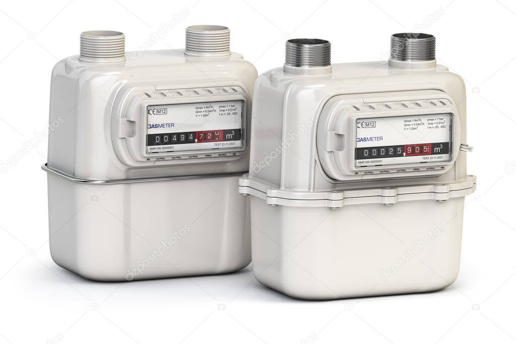Natural gas meter isolated on white. 3d illustration