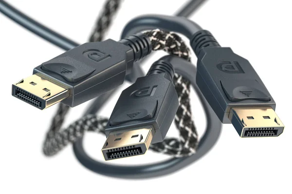 Display Port Cable Video Monitor Connectors Isolated White Illustration — Stock Photo, Image