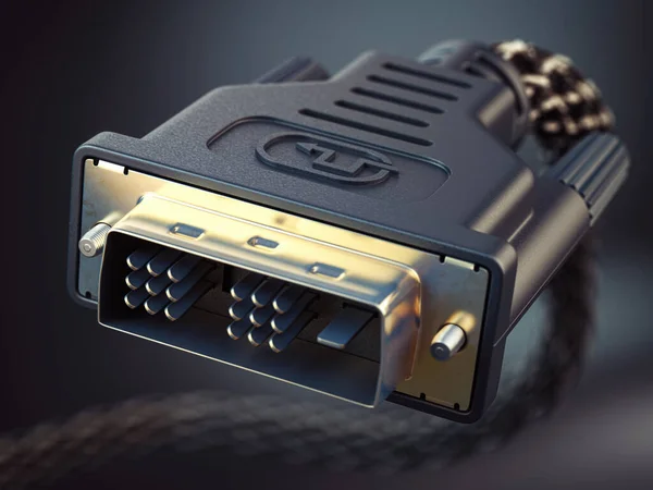 Closeup Dvi Cable Video Monitor Connector Black Background Illustration — Stockfoto