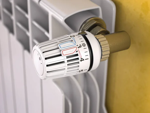 Термостатический Радиаторный Клапан Контроль Температуры Экономия Потребления Иллюстрация — стоковое фото