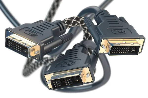 Conectores Monitor Cable Dvi Aislados Blanco Ilustración — Foto de Stock