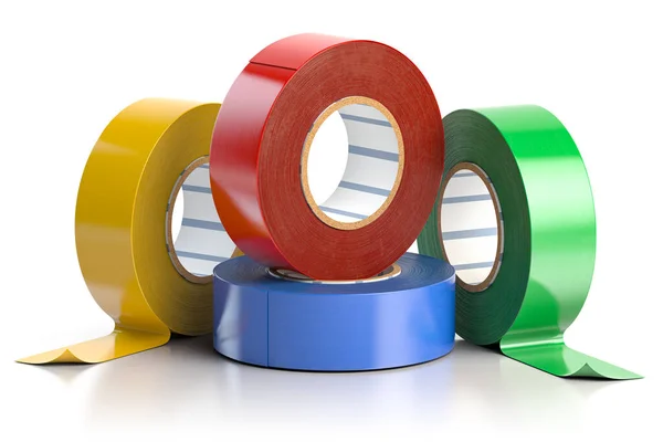 Insulation Adhesive Tape Different Colors Isolated White Illustration — Stock Photo, Image