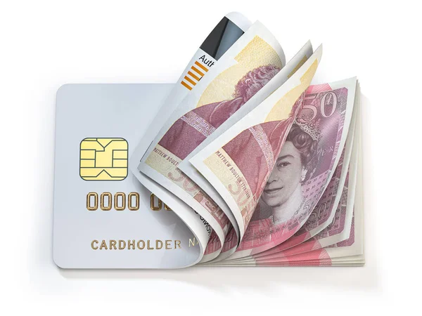 Cartão Crédito Libra Esterlina Dinheiro Bancário Conceito Compras Abrir Uma — Fotografia de Stock