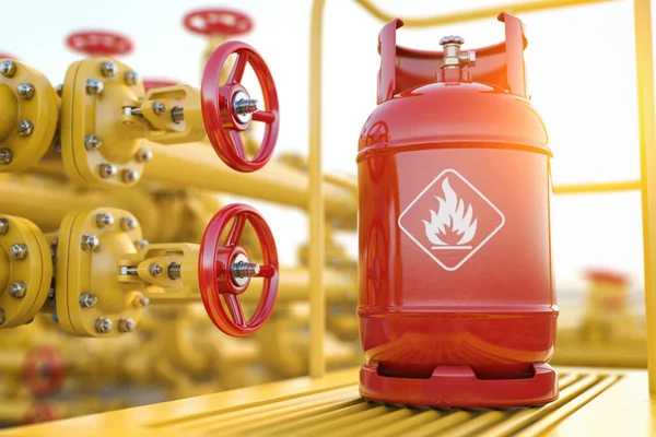 Production Delivery Filling Natural Gas Lpg Gas Bottle Tank Gas — Stock Photo, Image