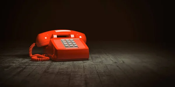 Röd Telefon Smutsig Bakgrund Vintage Retro Tryckknapp Telefon Illustration — Stockfoto