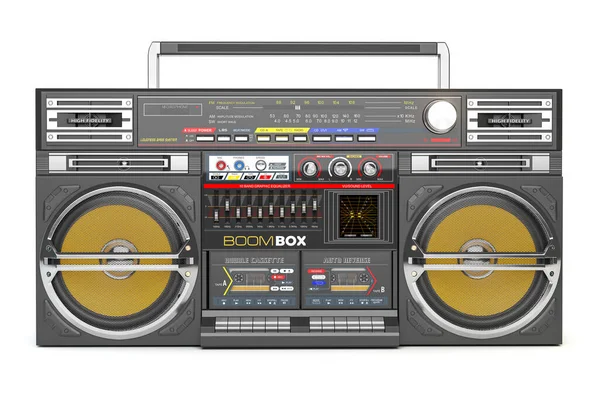 Retro Boombox Ghetto Sprängare Radio Och Ljudband Brännare Isolerad Vitt — Stockfoto