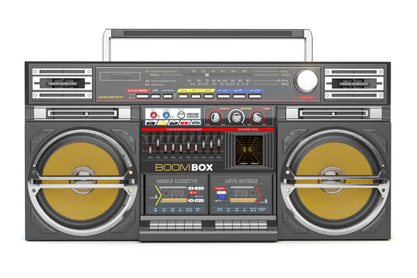 Retro boombox ghetto blaster , radio and audio tape recorder isolated on white. 3d illustration