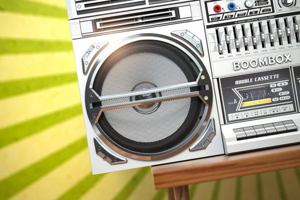 Retro Ghetto Blaster Boombox Radio Audio Tape Recorder Vintage Background — Fotografia de Stock