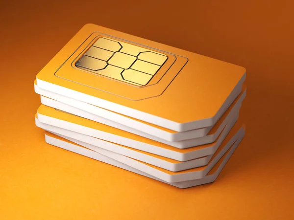 Stack Orange Sim Smart Cards Mobile Phone Illustration — ストック写真