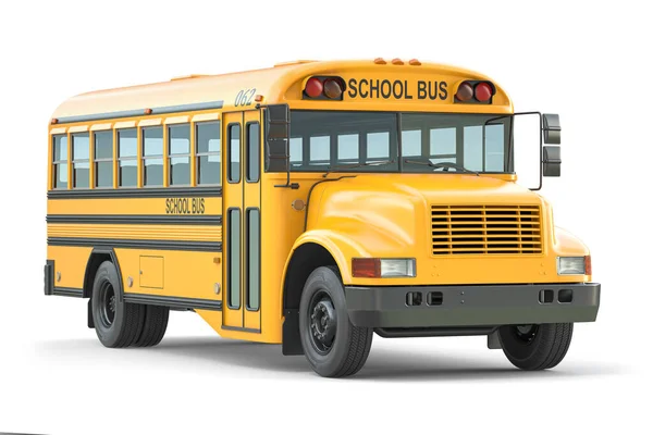 School Bus Isolated White Background Illustration — Stockfoto