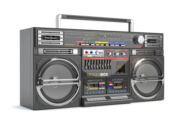 Retro Ghetto Blaster Boombox Radio Audio Tape Recorder Geïsoleerd Wit — Stockfoto