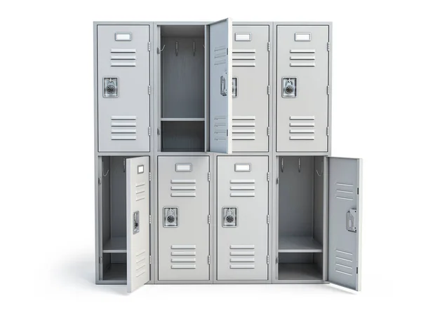 Metal Locker Box Open Doors Isolated White Illustration — 图库照片