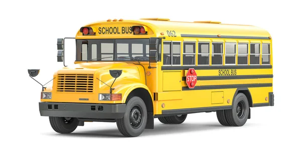 School Bus Isolated White Background Illustration — Stockfoto