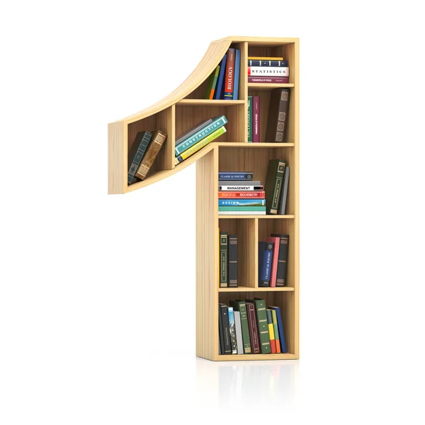 Νούμερο Ένα Μορφή Βιβλιοθήκης Βιβλία Και Βιβλία Εκπαιδευτική Και Μάθηση — Φωτογραφία Αρχείου