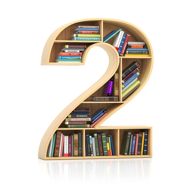 Number Two Form Bookshelf Book Texbooks Educational Learning Conceptual Font — Stockfoto