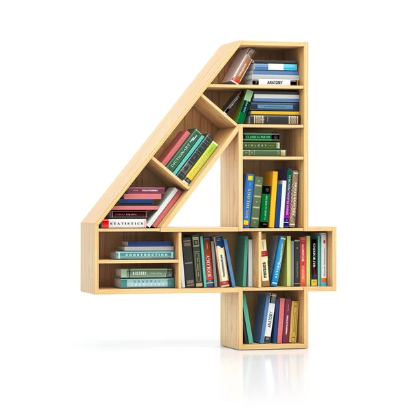 Number Four Form Bookshelf Book Texbooks Educational Learning Conceptual Font — Stock Photo, Image