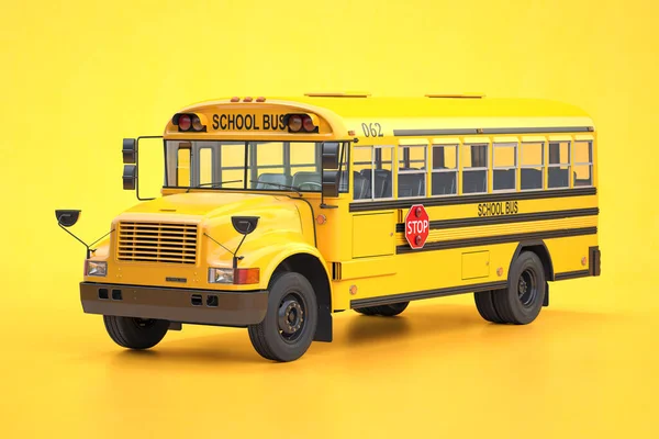 Autobus Szkolny Odizolowany Żółtym Tle Ilustracja — Zdjęcie stockowe